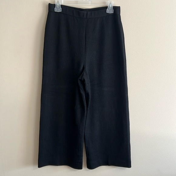 St. John Pants - St. John Caviar Knit Black Wide Leg Crop Pants